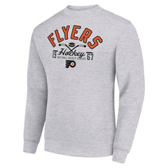 Philadelphia Flyers Starter Stick And Puck Logo Fleece Pullover Sweatshirt - Heather Gray | US 202215820