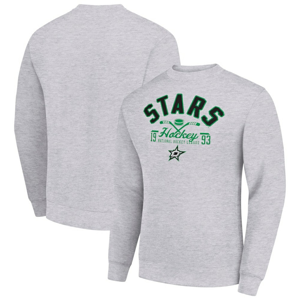 Dallas Stars Starter Stick And Puck Logo Fleece Pullover Sweatshirt - Heather Gray | US 202215824