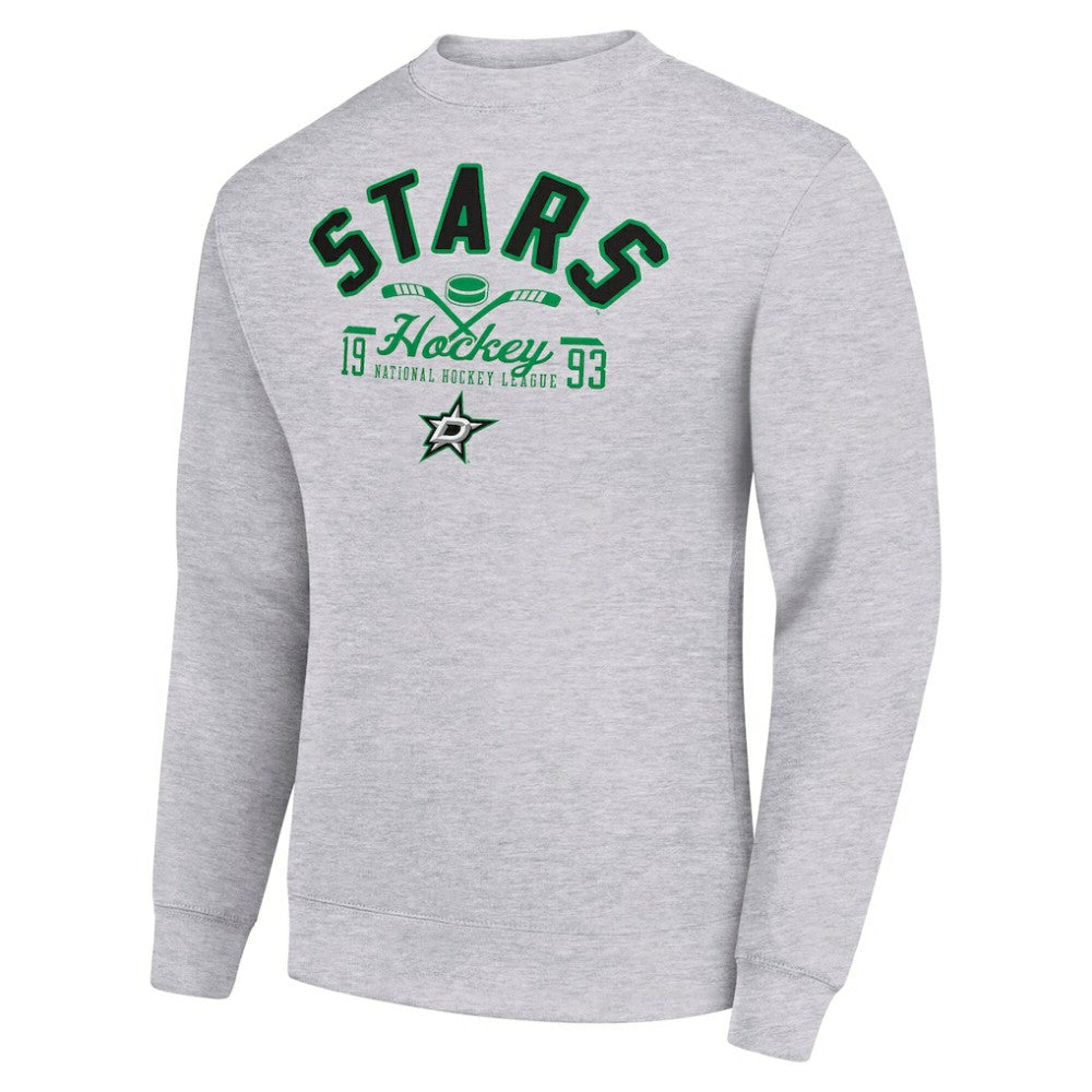 Dallas Stars Starter Stick And Puck Logo Fleece Pullover Sweatshirt - Heather Gray | US 202215824