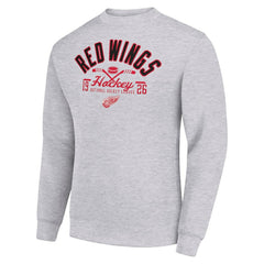 Detroit Red Wings Starter Stick And Puck Logo Fleece Pullover Sweatshirt - Heather Gray | US 202215825
