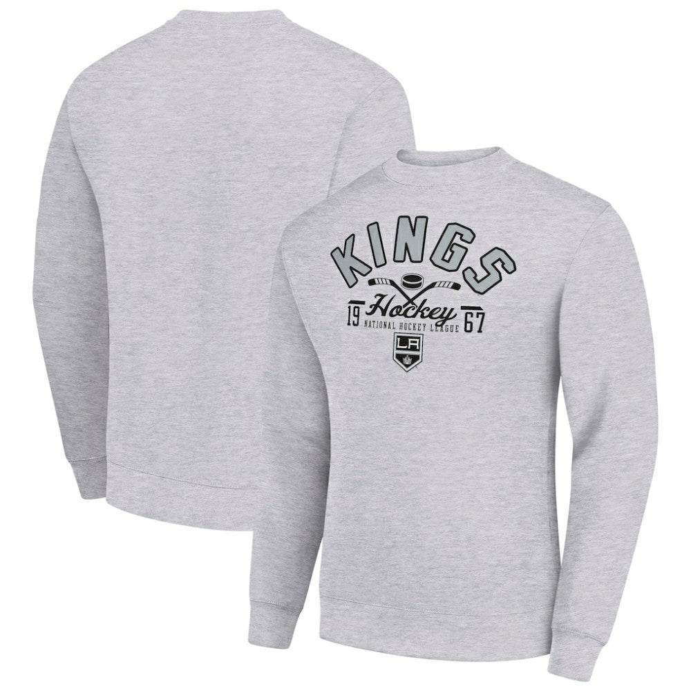 Los Angeles Kings Starter Stick And Puck Logo Fleece Pullover Sweatshirt - Heather Gray | US 202215828