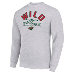 Minnesota Wild Starter Stick And Puck Logo Fleece Pullover Sweatshirt - Heather Gray | US 202215829