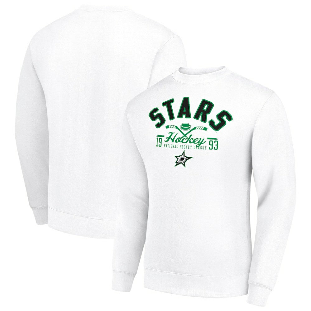 Dallas Stars Starter Stick And Puck Logo Fleece Pullover Sweatshirt - White | US 202215831