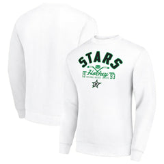 Dallas Stars Starter Stick And Puck Logo Fleece Pullover Sweatshirt - White | US 202215831