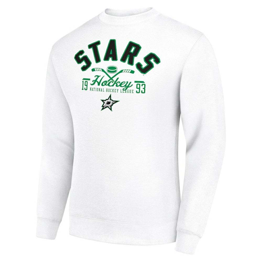 Dallas Stars Starter Stick And Puck Logo Fleece Pullover Sweatshirt - White | US 202215831