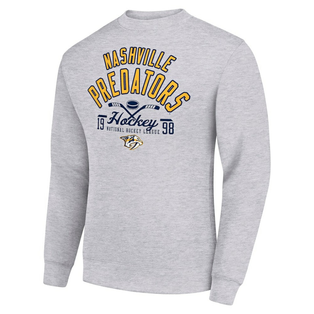 Nashville Predators Starter Stick And Puck Logo Fleece Pullover Sweatshirt - Heather Gray | US 202215832