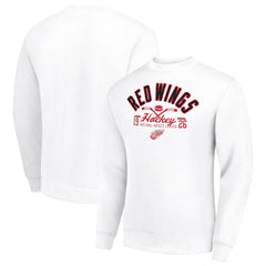 Detroit Red Wings Starter Stick And Puck Logo Fleece Pullover Sweatshirt - White | US 202215833