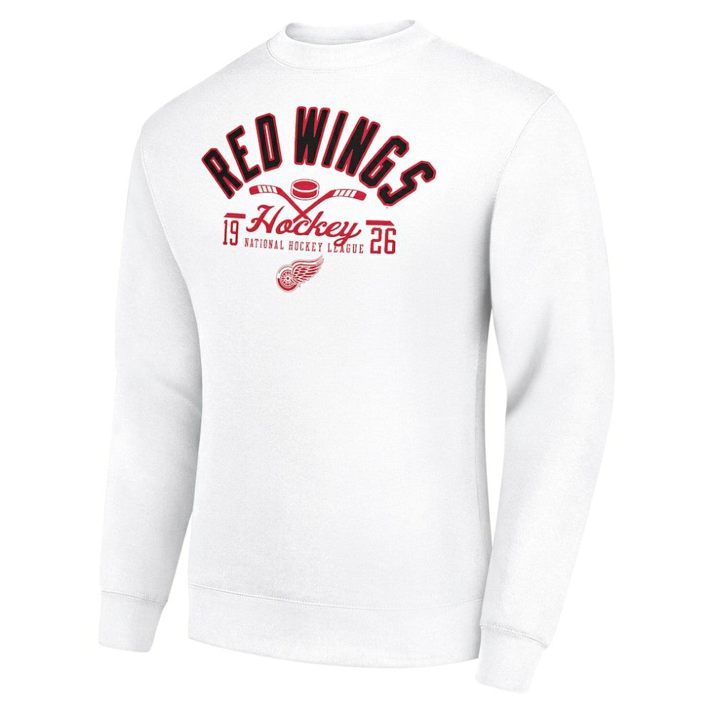 Detroit Red Wings Starter Stick And Puck Logo Fleece Pullover Sweatshirt - White | US 202215833