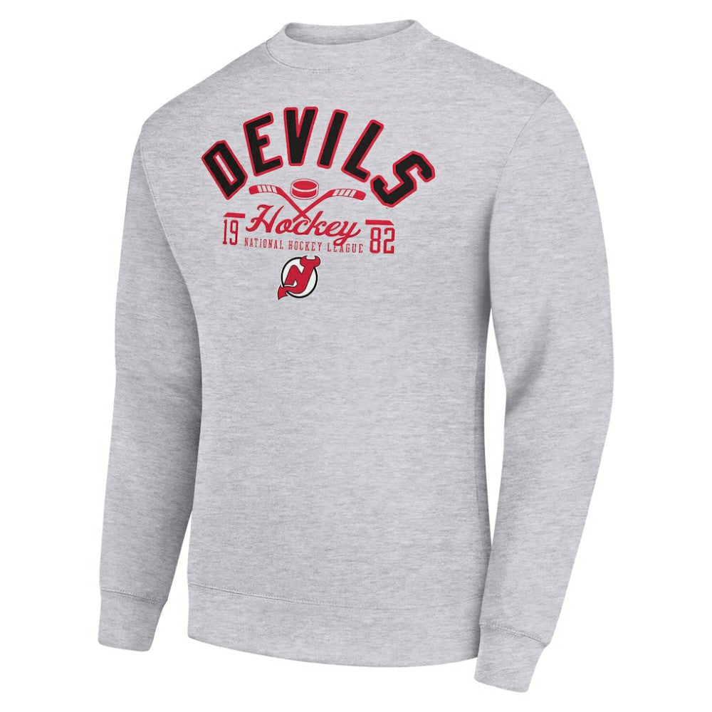 New Jersey Devils Starter Stick And Puck Logo Fleece Pullover Sweatshirt - Heather Gray | US 202215834