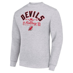New Jersey Devils Starter Stick And Puck Logo Fleece Pullover Sweatshirt - Heather Gray | US 202215834