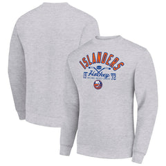 New York Islanders Starter Stick And Puck Logo Fleece Pullover Sweatshirt - Heather Gray | US 202215836