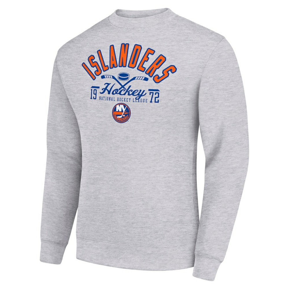 New York Islanders Starter Stick And Puck Logo Fleece Pullover Sweatshirt - Heather Gray | US 202215836