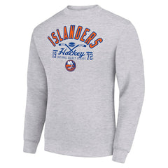 New York Islanders Starter Stick And Puck Logo Fleece Pullover Sweatshirt - Heather Gray | US 202215836