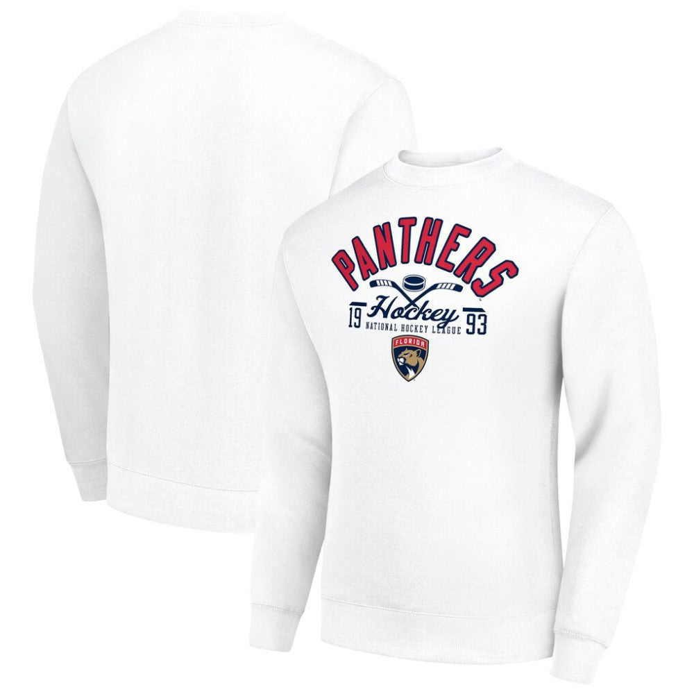 Florida Panthers Starter Stick And Puck Logo Fleece Pullover Sweatshirt - White | US 202215837