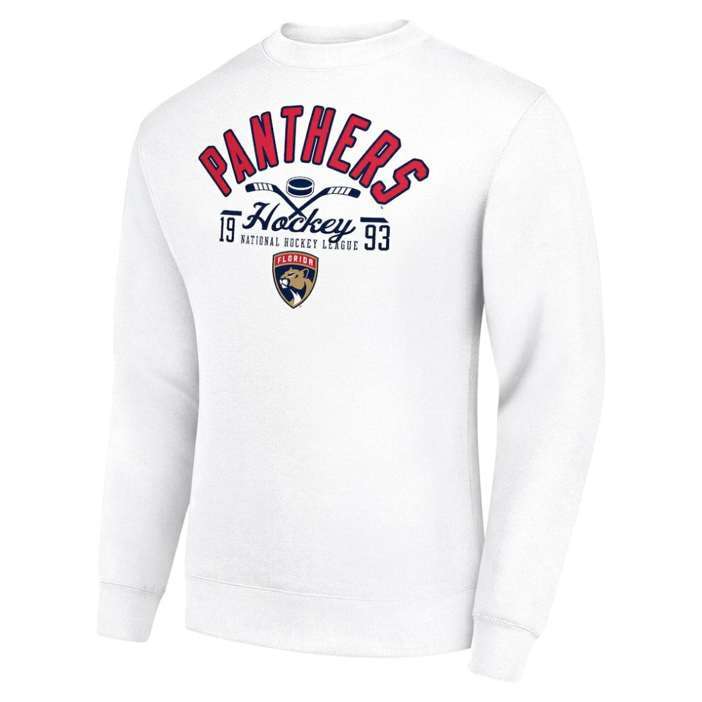 Florida Panthers Starter Stick And Puck Logo Fleece Pullover Sweatshirt - White | US 202215837