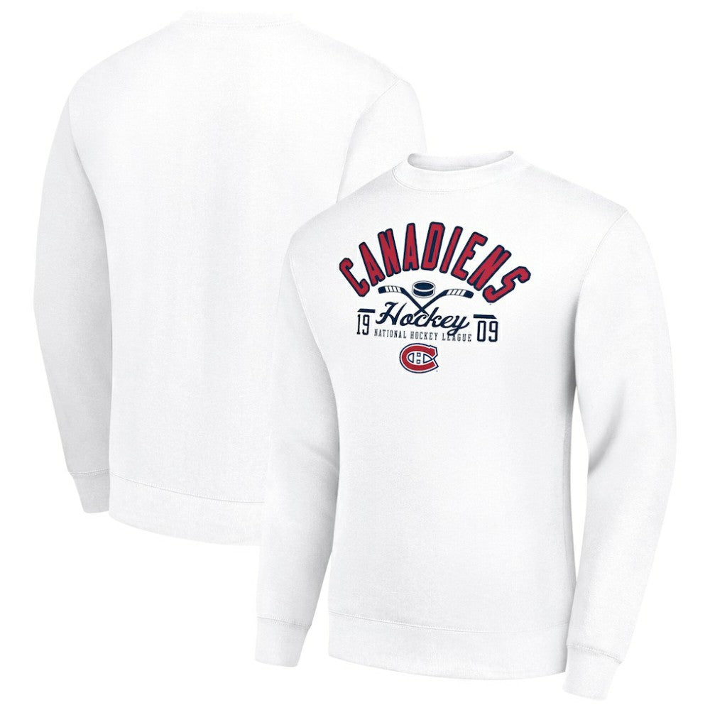 Montreal Canadiens Starter Stick And Puck Logo Fleece Pullover Sweatshirt - White | US 202215843