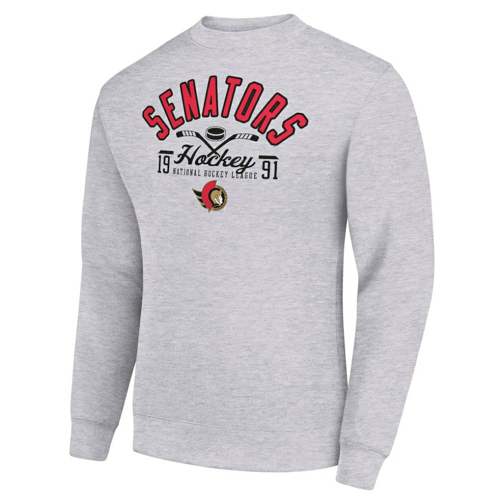 Ottawa Senators Starter Stick And Puck Logo Fleece Pullover Sweatshirt - Heather Gray | US 202215844