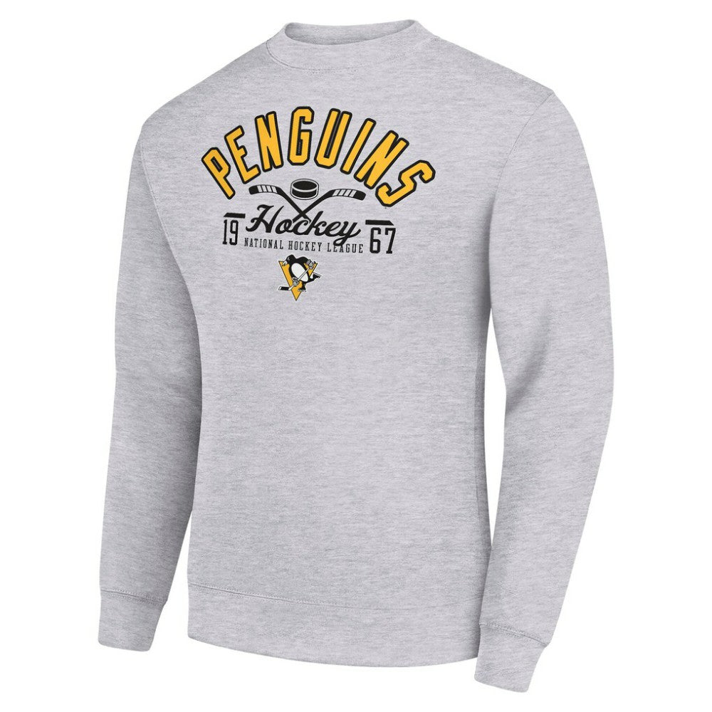 Pittsburgh Penguins Starter Stick And Puck Logo Fleece Pullover Sweatshirt - Heather Gray | US 202215845
