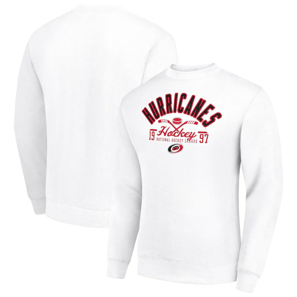 Carolina Hurricanes Starter Stick And Puck Logo Fleece Pullover Sweatshirt - White | US 202215852