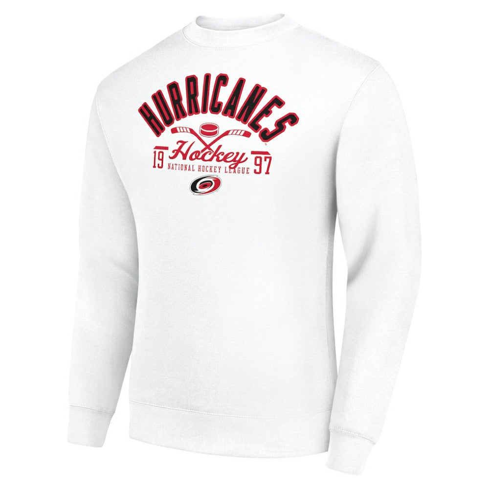 Carolina Hurricanes Starter Stick And Puck Logo Fleece Pullover Sweatshirt - White | US 202215852