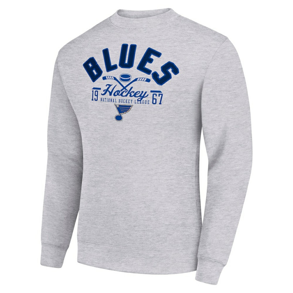 St. Louis Blues Starter Stick And Puck Logo Fleece Pullover Sweatshirt - Heather Gray | US 202215854