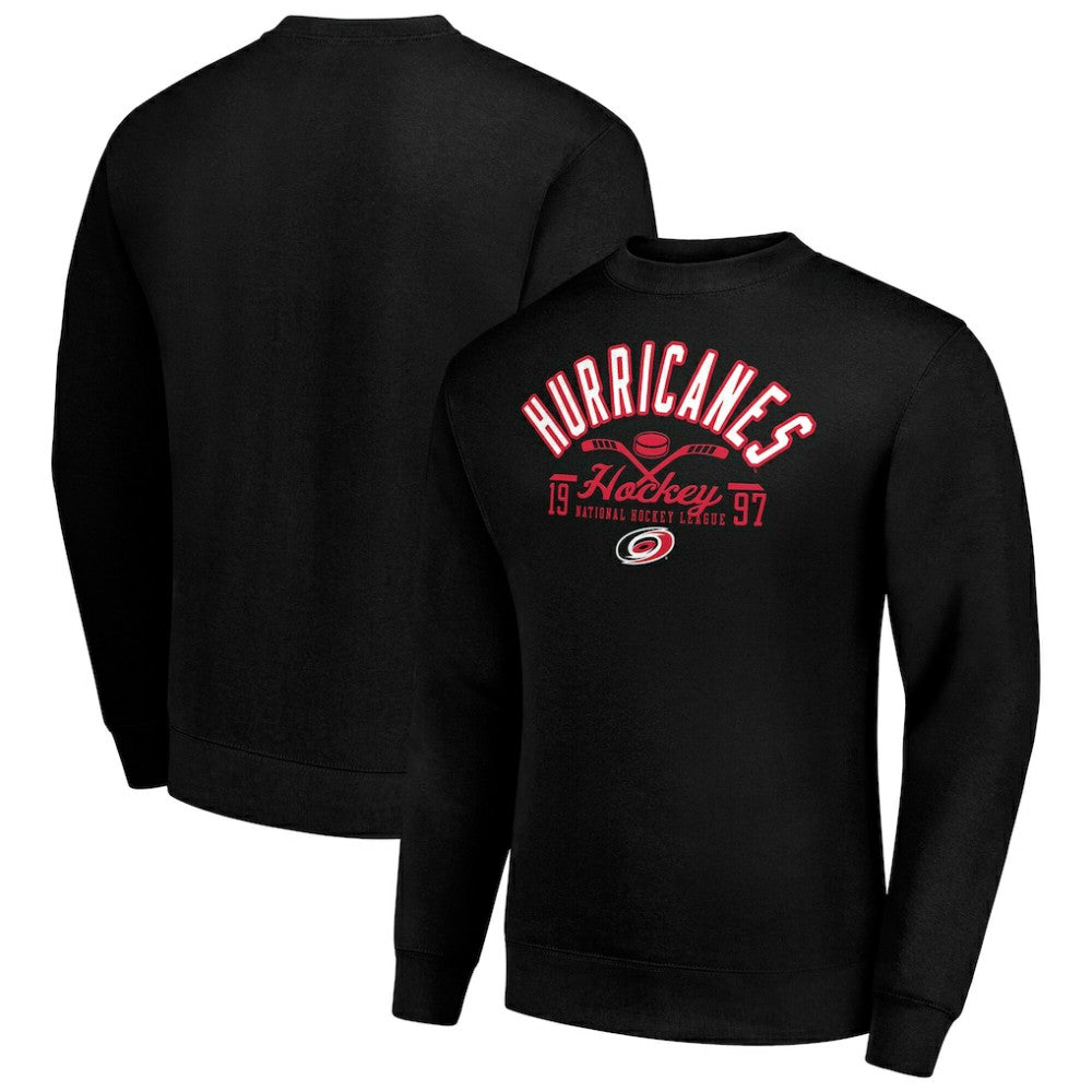 Carolina Hurricanes Starter Stick And Puck Logo Fleece Pullover Sweatshirt - Black | US 202215855