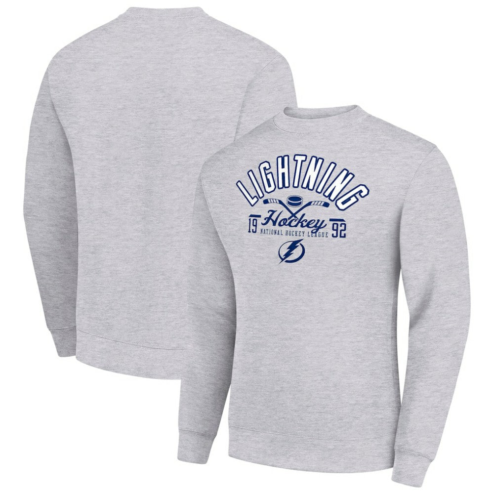Tampa Bay Lightning Starter Stick And Puck Logo Fleece Pullover Sweatshirt - Heather Gray | US 202215856