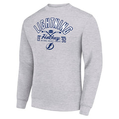 Tampa Bay Lightning Starter Stick And Puck Logo Fleece Pullover Sweatshirt - Heather Gray | US 202215856