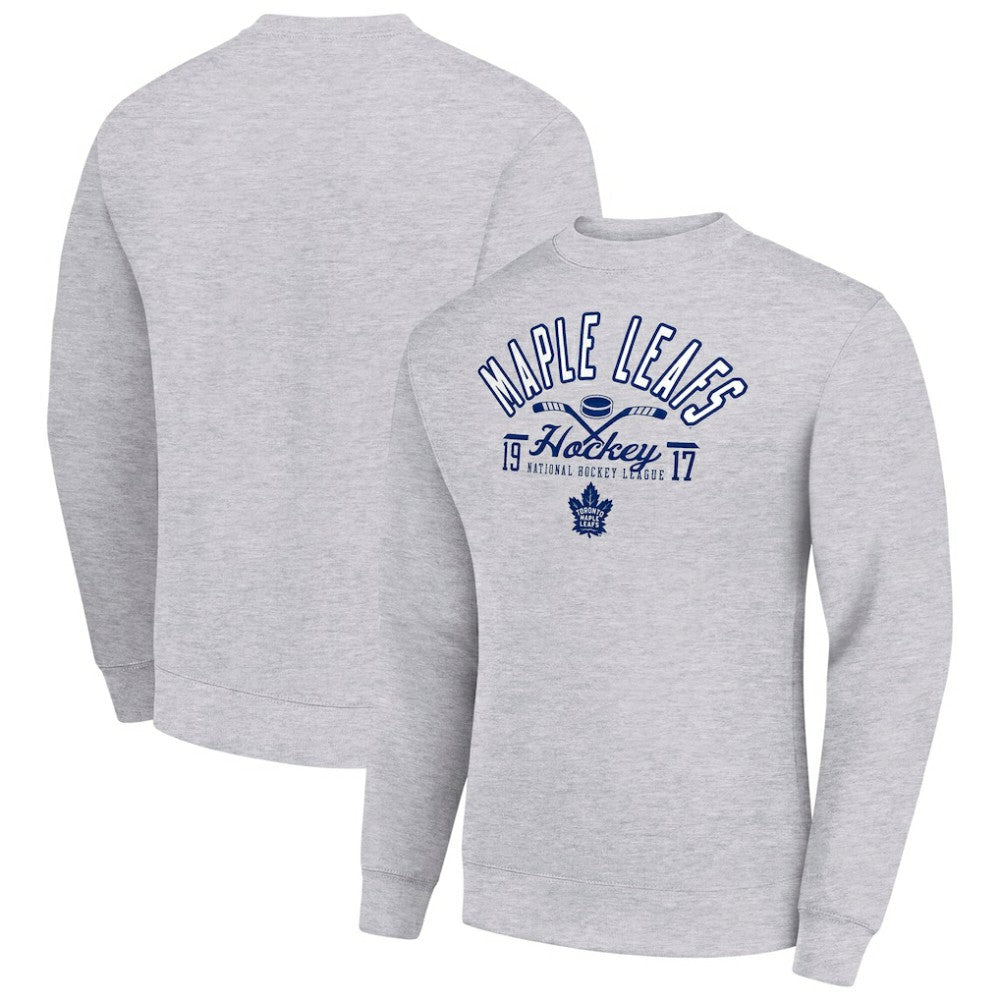 Toronto Maple Leafs Starter Stick And Puck Logo Fleece Pullover Sweatshirt - Heather Gray | US 202215857