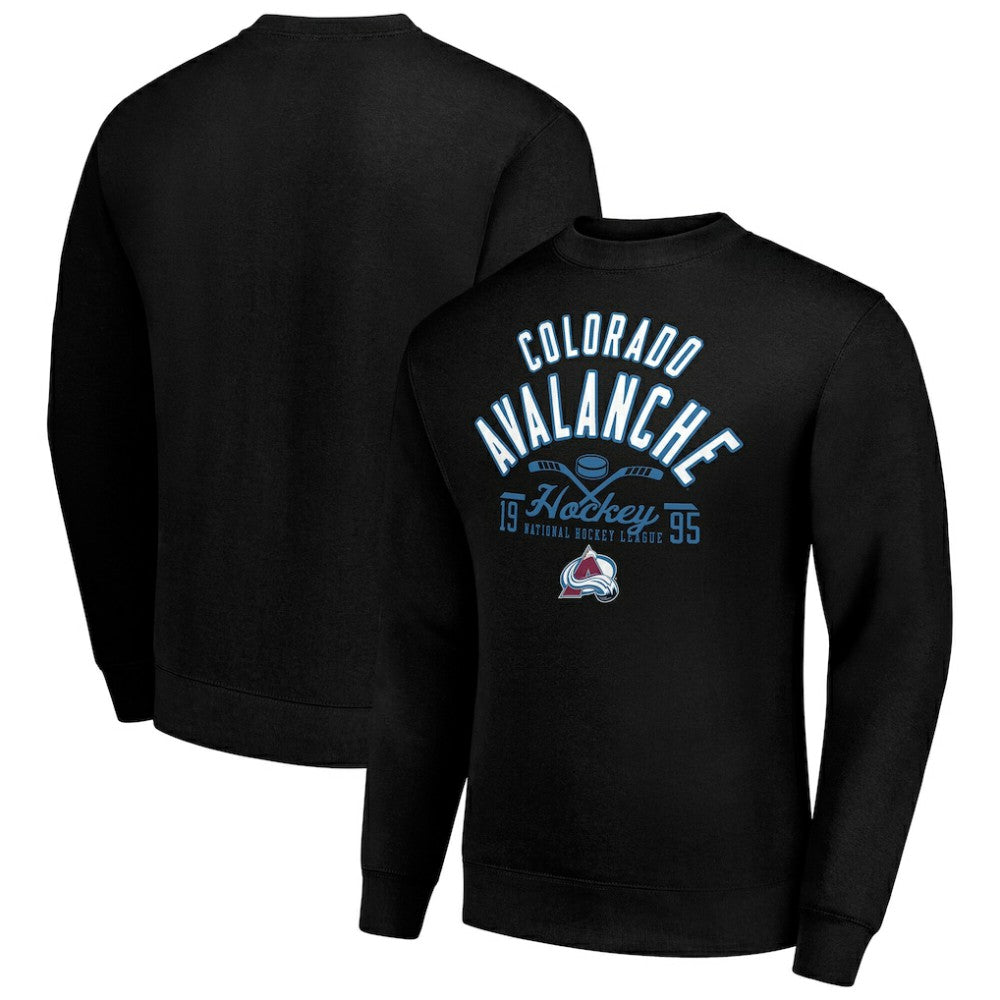 Colorado Avalanche Starter Stick And Puck Logo Fleece Pullover Sweatshirt - Black | US 202215860