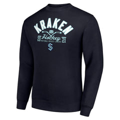 Seattle Kraken Starter Stick And Puck Logo Fleece Pullover Sweatshirt - Navy | US 202215871