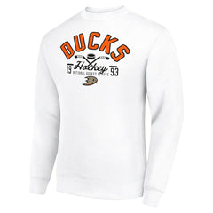 Anaheim Ducks Starter Stick And Puck Logo Fleece Pullover Sweatshirt - White | US 202215873