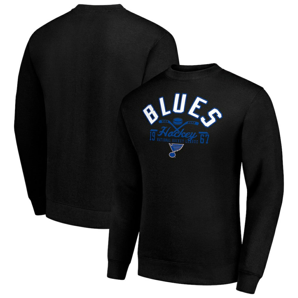 St. Louis Blues Starter Stick And Puck Logo Fleece Pullover Sweatshirt - Black | US 202215876