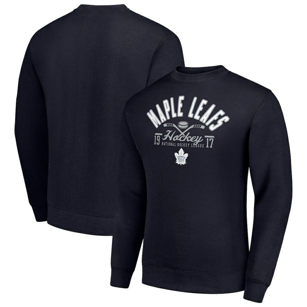 Toronto Maple Leafs Starter Stick And Puck Logo Fleece Pullover Sweatshirt - Navy | US 202215877