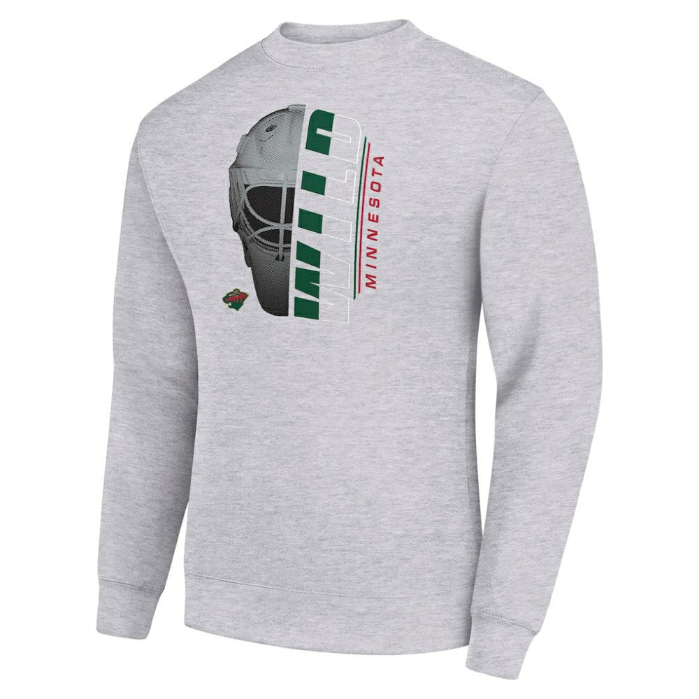 Minnesota Wild Starter  Half Helmet Team Logo Pullover Sweatshirt - Heather Gray | US 202216033