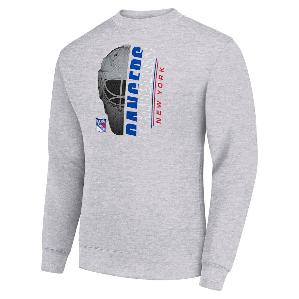 New York Rangers Starter  Half Helmet Team Logo Pullover Sweatshirt - Heather Gray | US 202216034