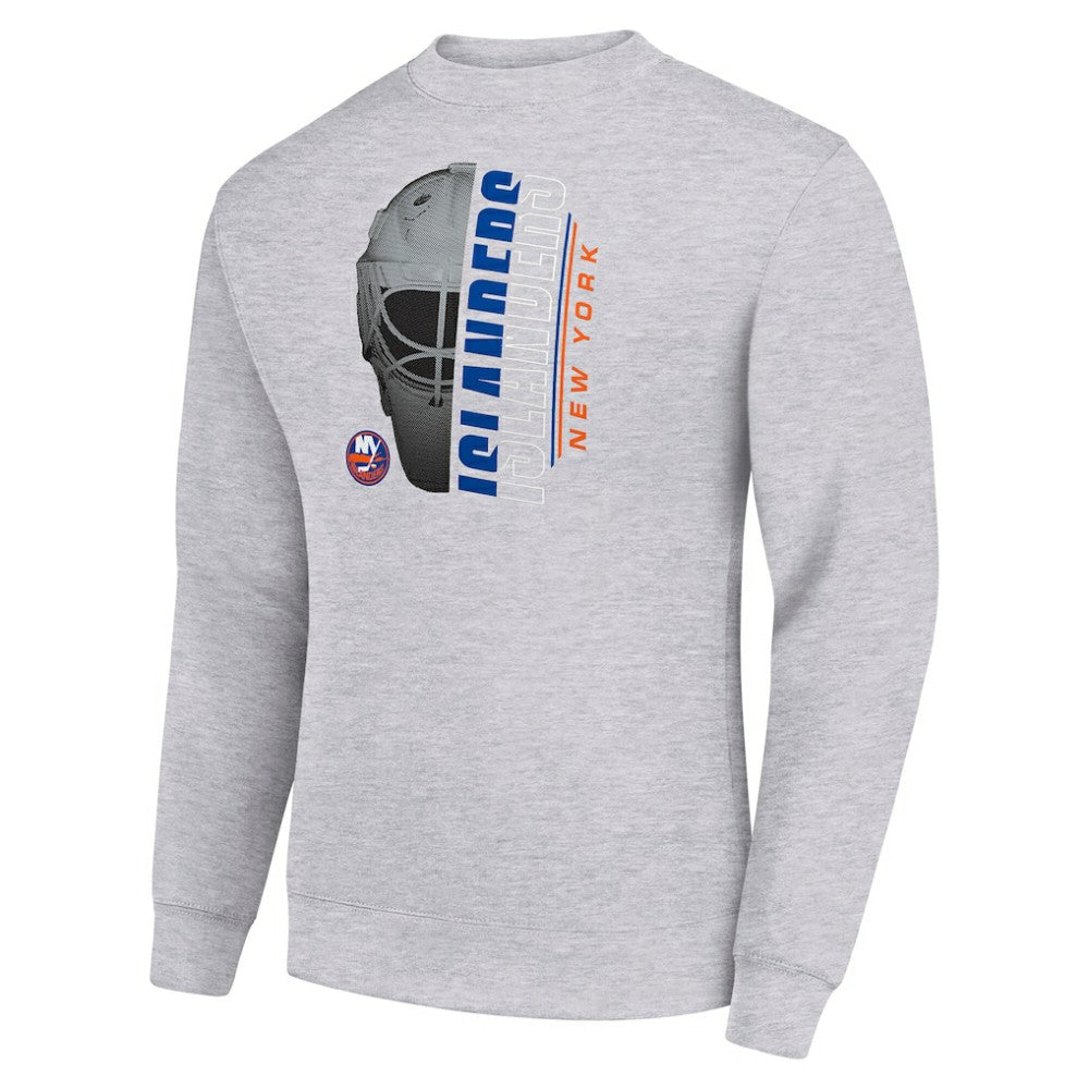 New York Islanders Starter  Half Helmet Team Logo Pullover Sweatshirt - Heather Gray | US 202216042