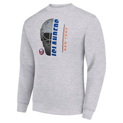 New York Islanders Starter  Half Helmet Team Logo Pullover Sweatshirt - Heather Gray | US 202216042