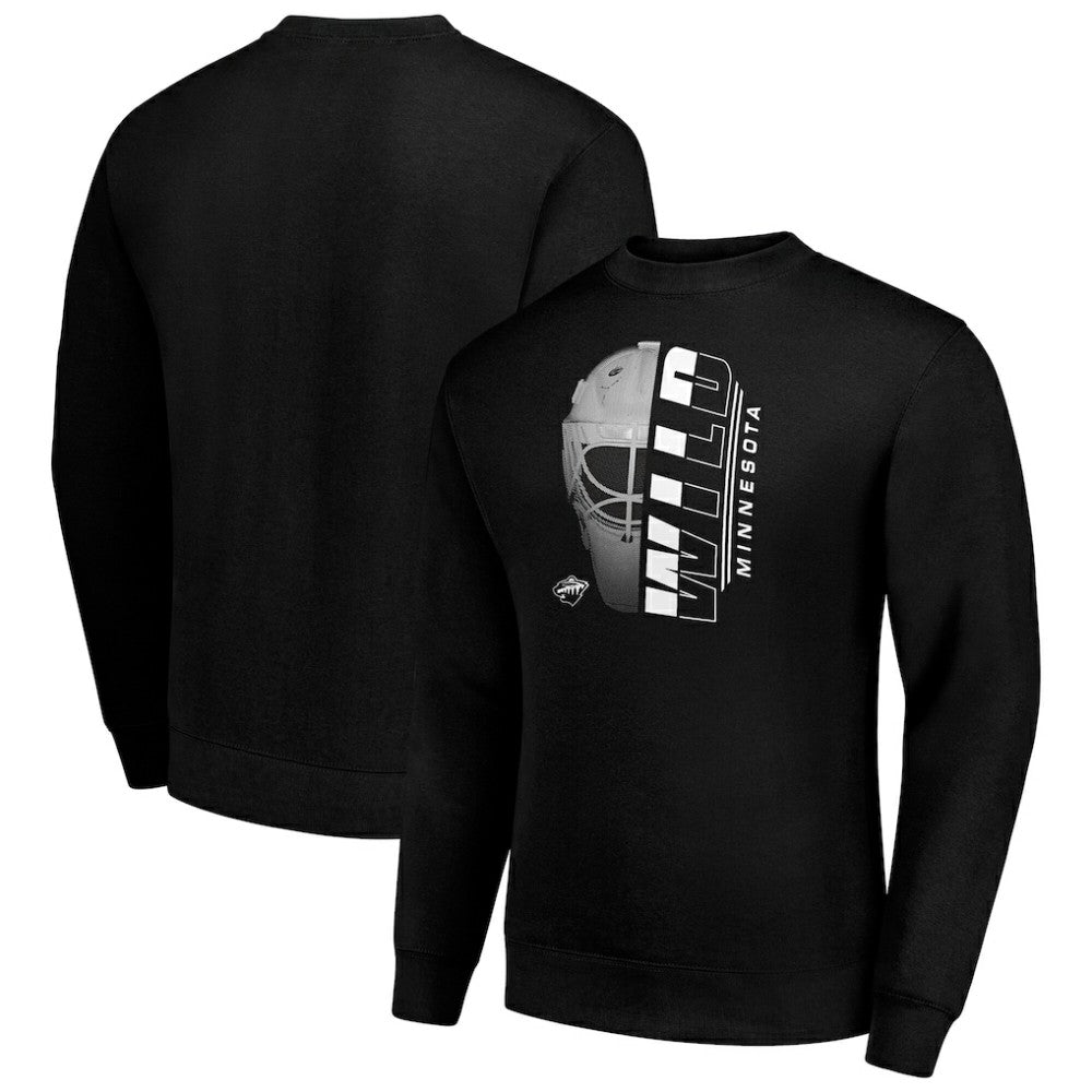 Minnesota Wild Starter  Half Helmet Team Logo Pullover Sweatshirt - Black | US 202216056
