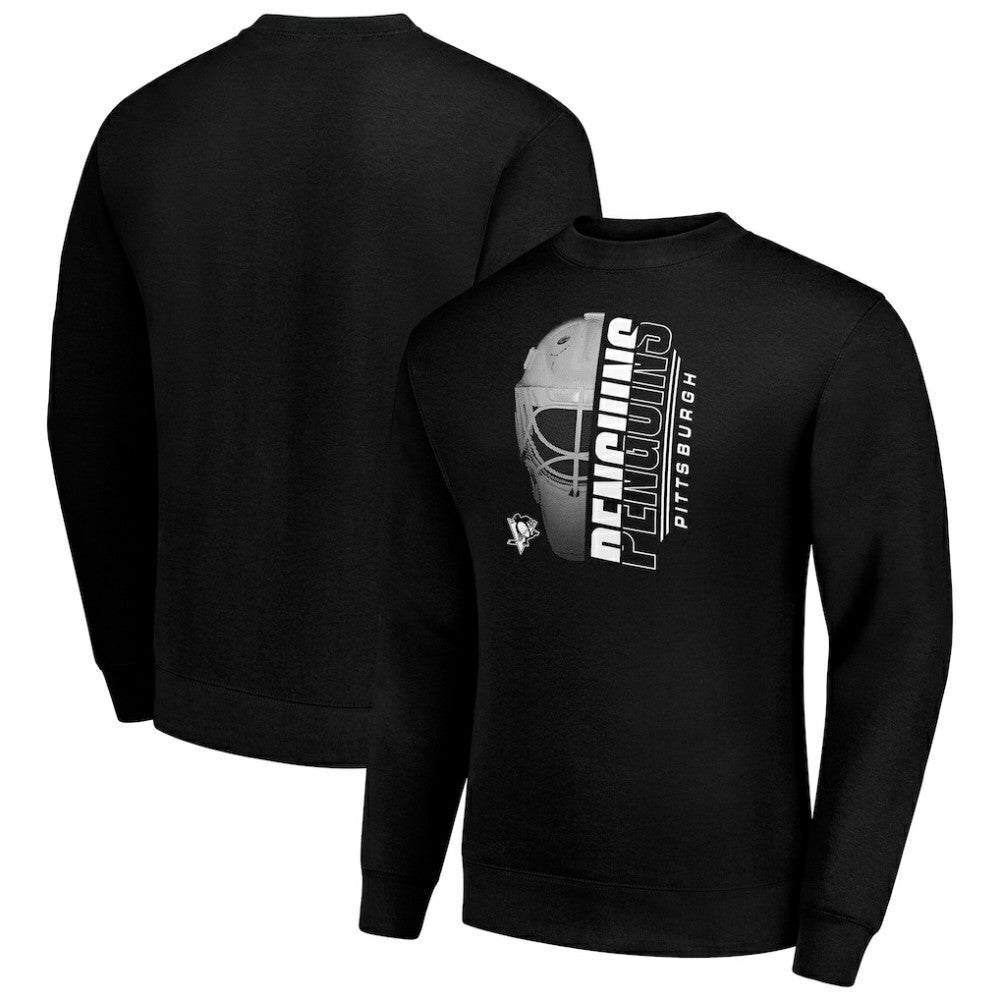 Pittsburgh Penguins Starter  Half Helmet Team Logo Pullover Sweatshirt - Black | US 202216071