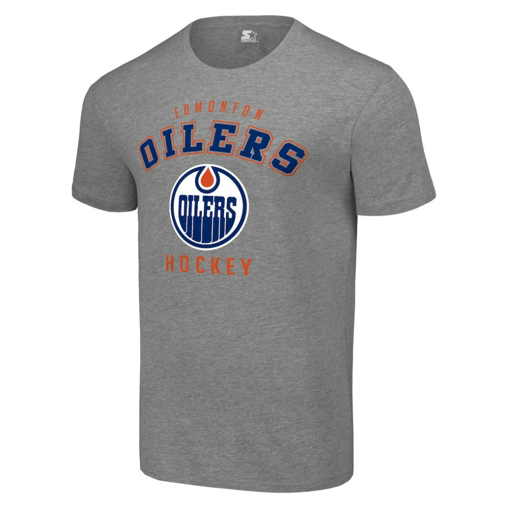 Edmonton Oilers Starter Logo T-Shirt - Heather Gray | US 202216158