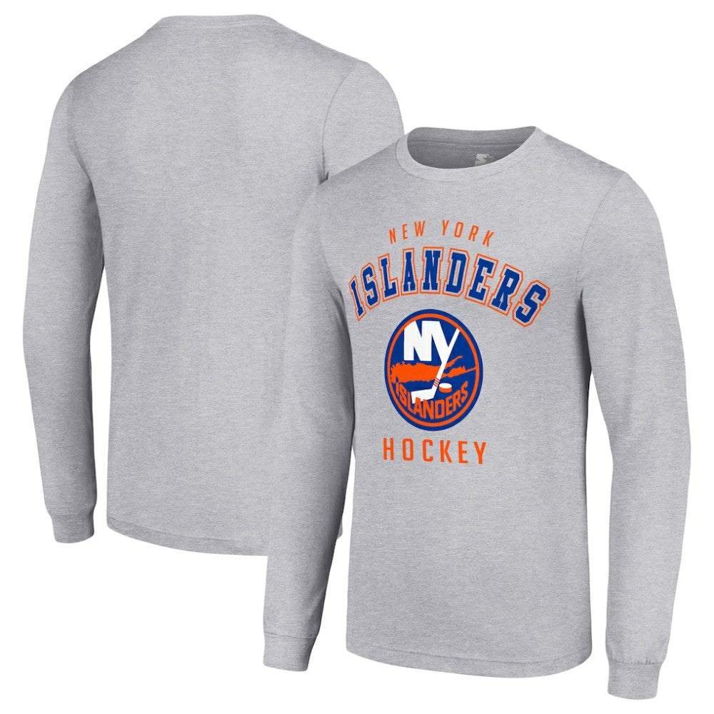 New York Islanders Starter Logo Long Sleeve T-Shirt - Heather Gray | US 202216291