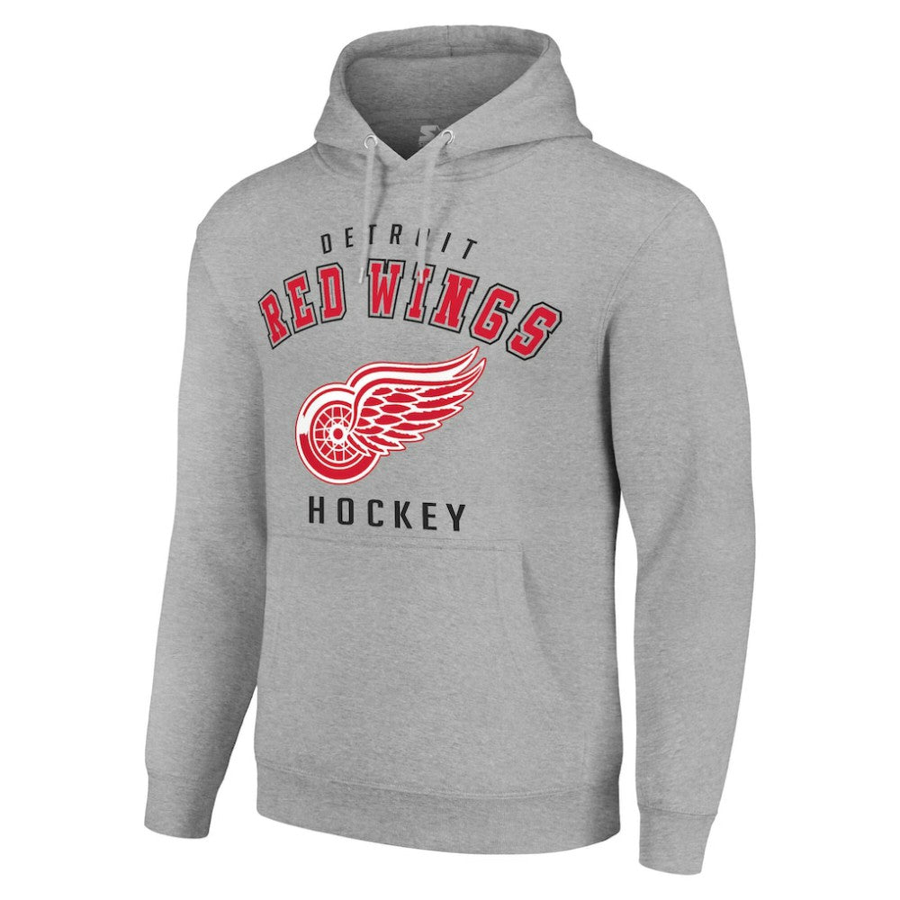 Detroit Red Wings Starter Logo Pullover Hoodie - Heather Gray | US 202216337