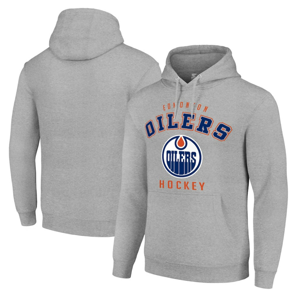 Edmonton Oilers Starter Logo Pullover Hoodie - Heather Gray | US 202216339