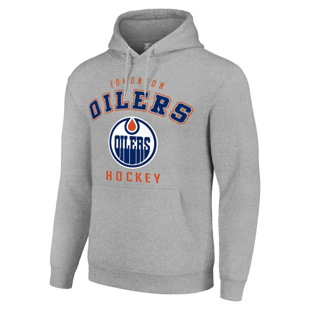 Edmonton Oilers Starter Logo Pullover Hoodie - Heather Gray | US 202216339