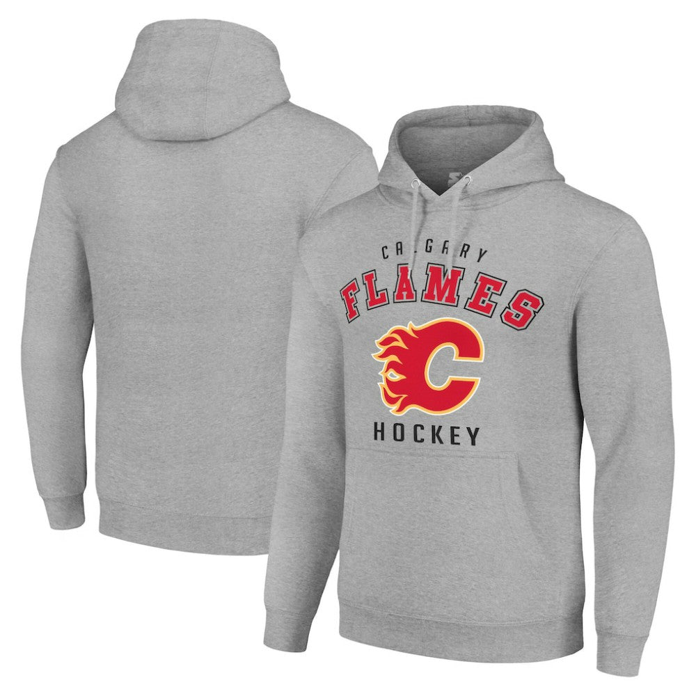 Calgary Flames Starter Logo Pullover Hoodie - Heather Gray | US 202216341