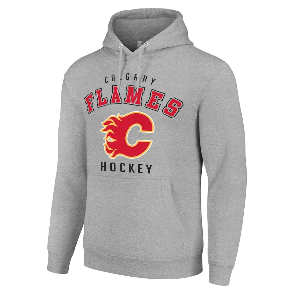 Calgary Flames Starter Logo Pullover Hoodie - Heather Gray | US 202216341