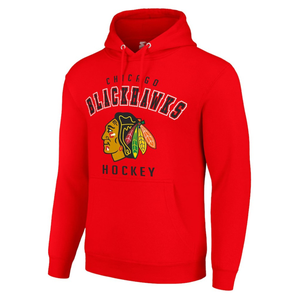 Chicago Blackhawks Starter Logo Pullover Hoodie - Red | US 202216394