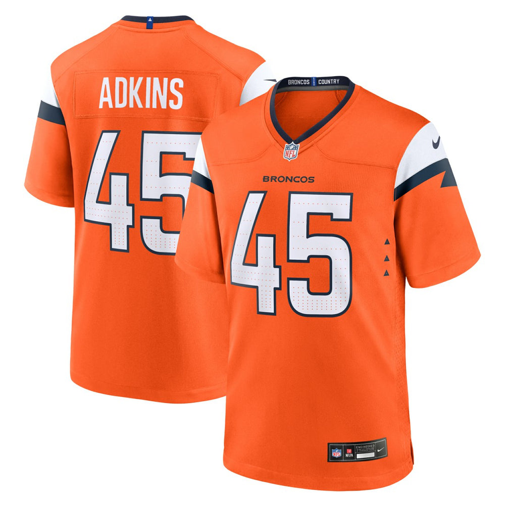 Nate Adkins Denver Broncos Team Game Jersey - Orange Jerseys