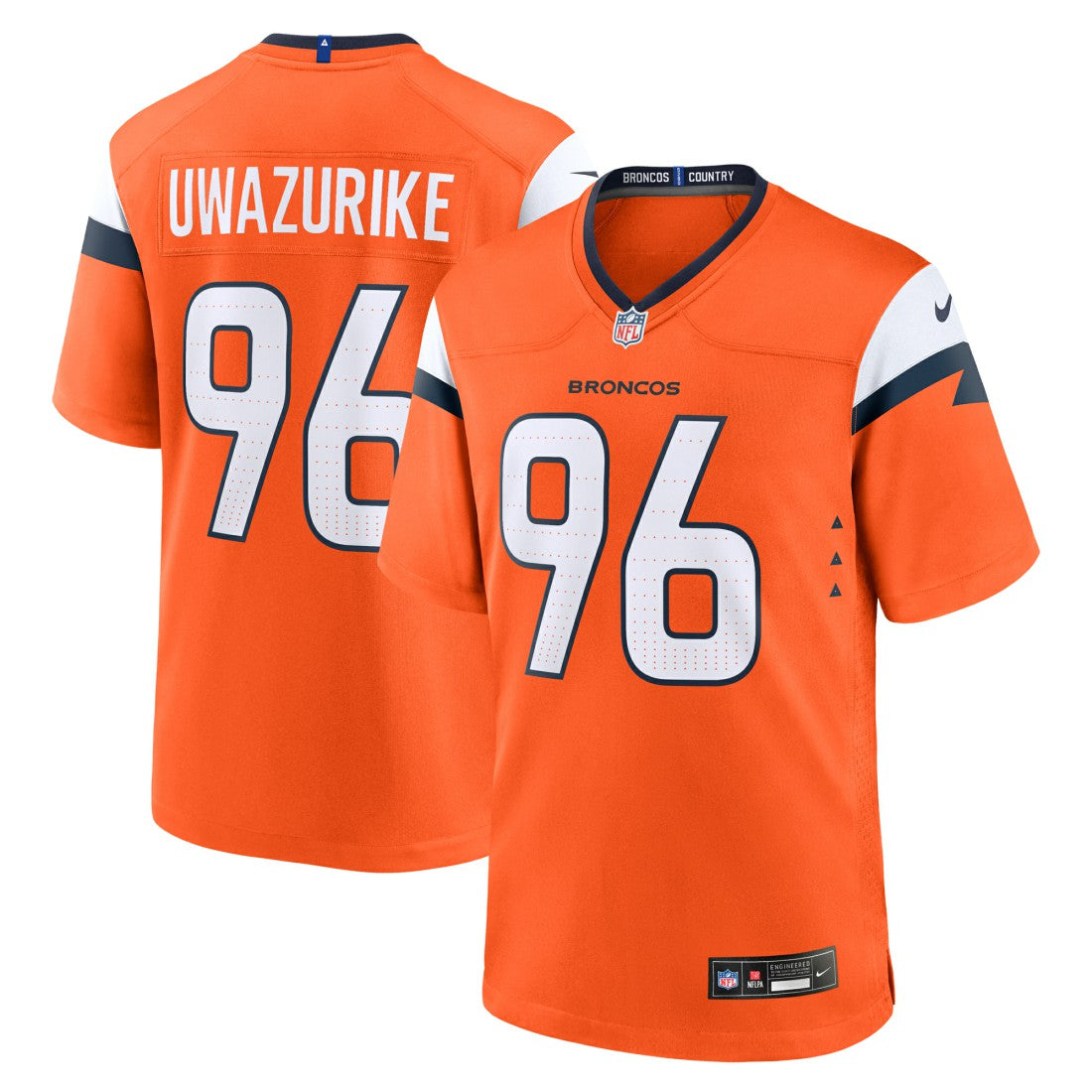 Eyioma Uwazurike Denver Broncos Team Game Jersey - Orange Jerseys